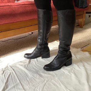 Indigo Black Leather Boots